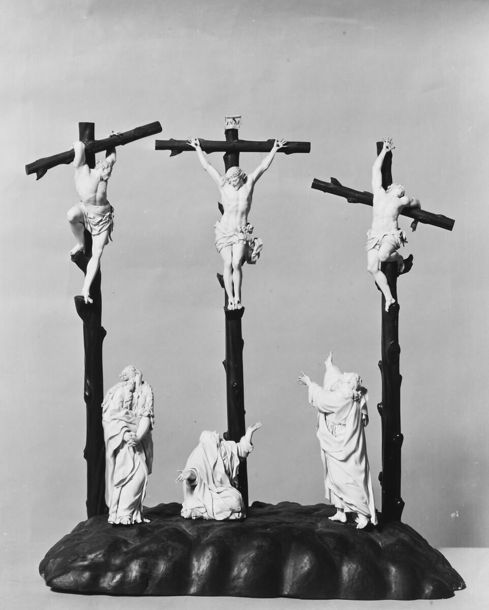 Crucifixion, Figures: ivory; crosses and base: ebony, possibly German or Netherlandish