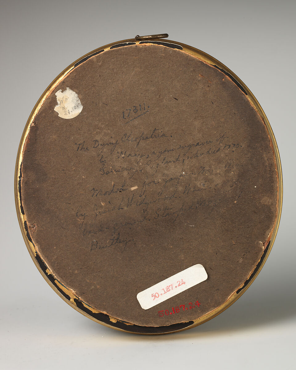 The Dying Cleopatra, Probably by Robert Bateman Wray (British, Salisbury 1715–1779), Colorless wax under glass; frame: gold wood, British