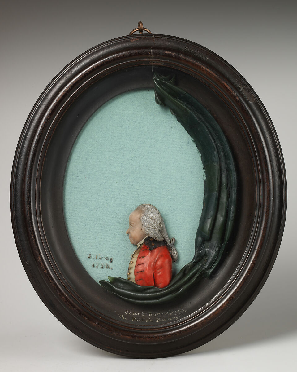 Count Jospeh Borowlaski (1739–1834), Samuel Percy (Irish, 1750–1820, active England 1772), Colored wax and glass; frame: wood, British, London 