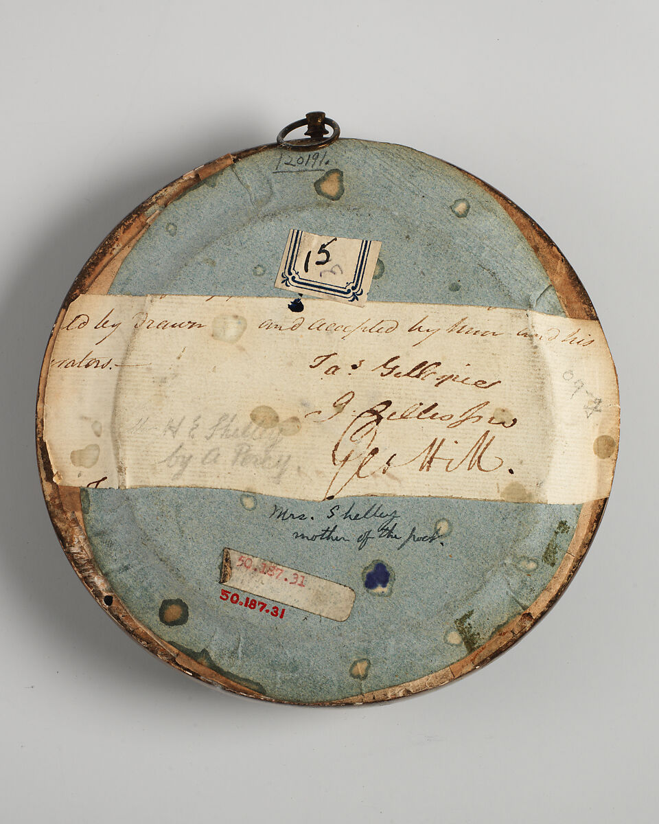 Portrait of a lady, possibly Mrs. Timothy Shelley, Mother of Percy Byron Shelley, Possibly by Samuel Percy (Irish, 1750–1820, active England 1772), Colorless wax on glass painted red; frame: gold wood and glass, British