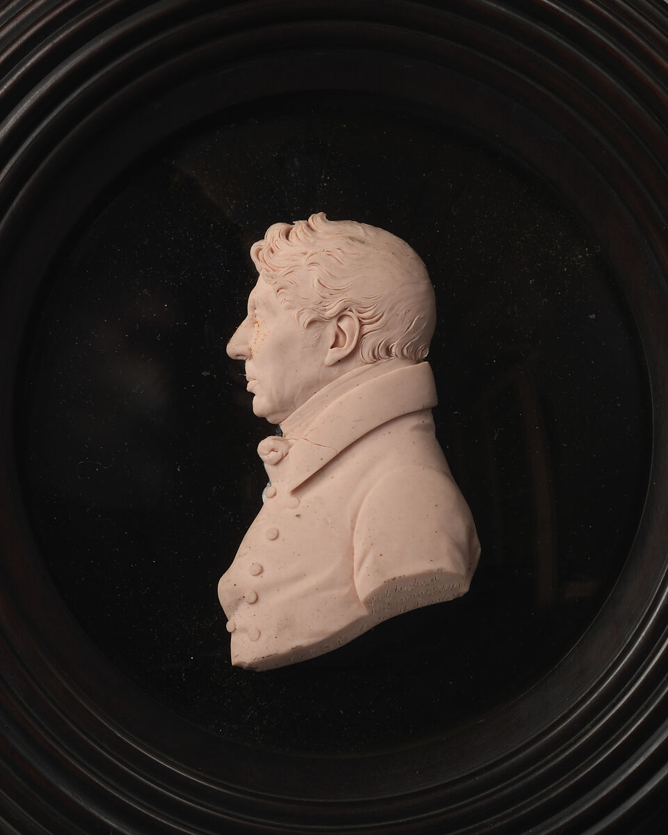 Lord Teignmouth, T. R. Poole (active 1799, died ca. 1821), Pink wax on glass painted black; frame: wood with glass, British