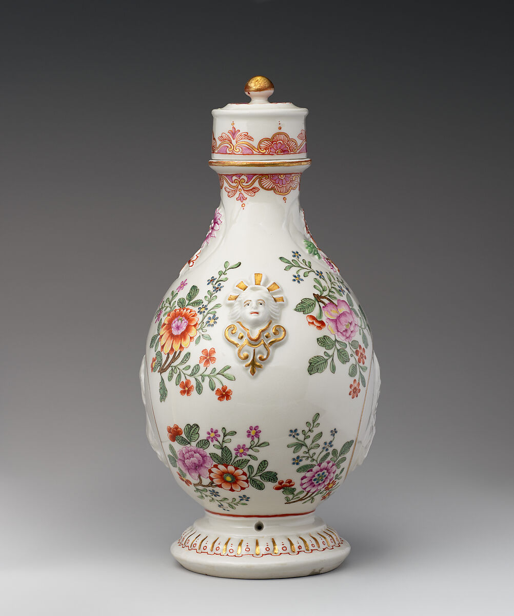 Pilgrim bottle with cover, Vienna, Hard-paste porcelain, Austrian, Vienna