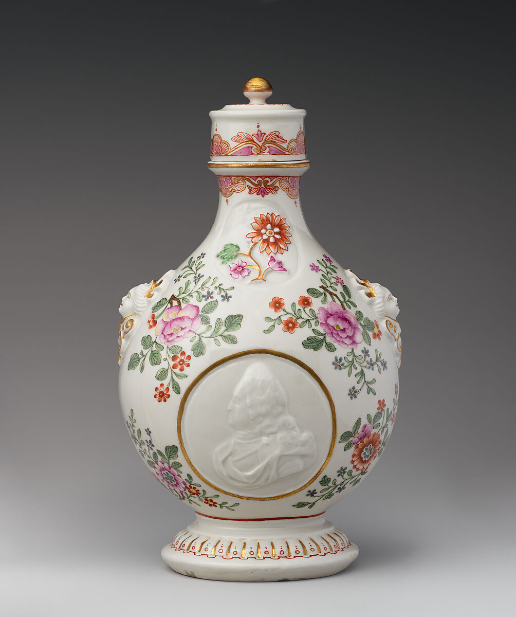 Pilgrim bottle with cover, Vienna, Hard-paste porcelain, Austrian, Vienna