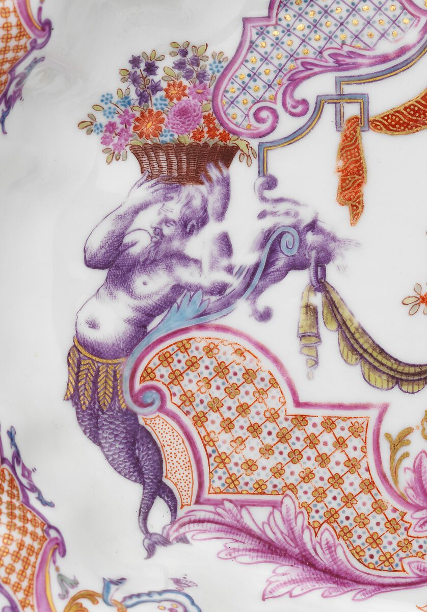 Stand for a small tureen, Vienna, Hard-paste porcelain decorated in polychrome enamels, gold, Austrian, Vienna