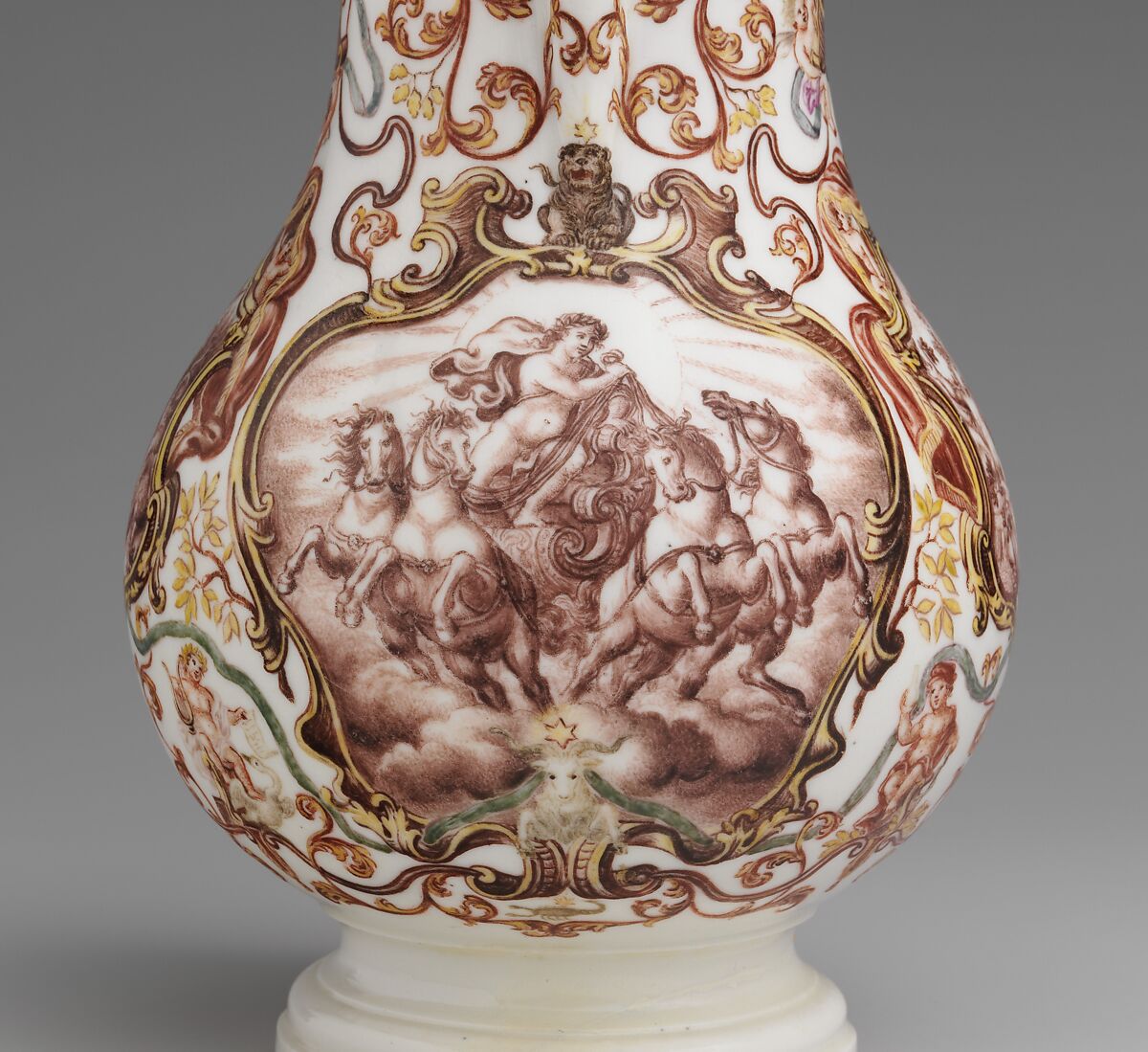 Coffeepot, Meissen Manufactory (German, 1710–present), Hard-paste porcelain decorated in polychrome enamels, German, Meissen and Breslau (Wrocław)