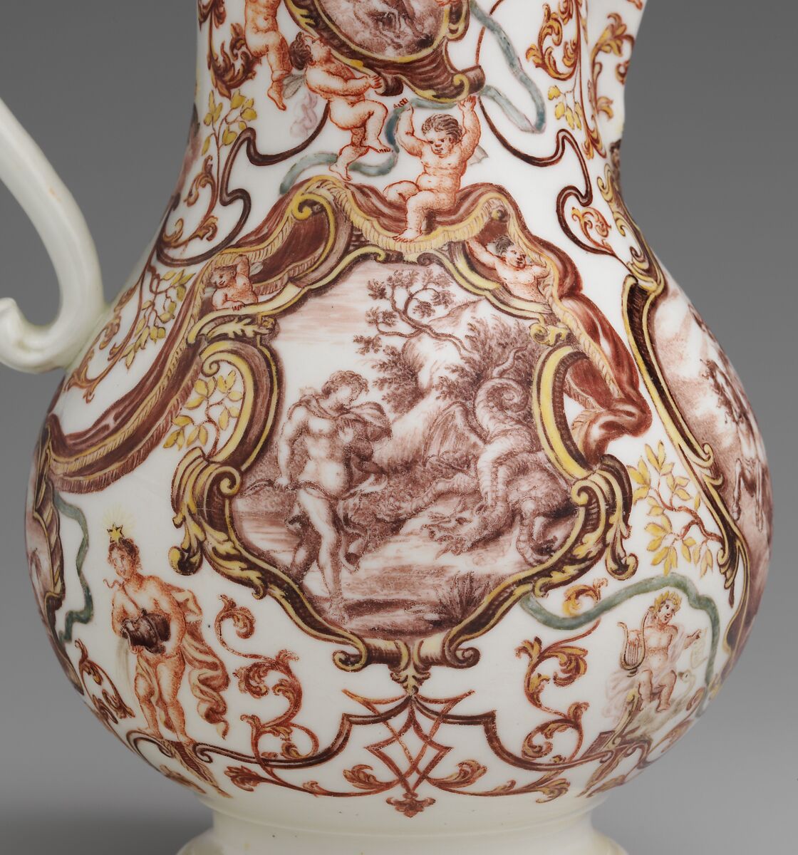 Coffeepot, Meissen Manufactory (German, 1710–present), Hard-paste porcelain decorated in polychrome enamels, German, Meissen and Breslau (Wrocław)