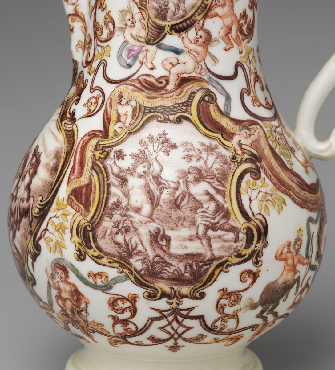 Coffeepot, Meissen Manufactory (German, 1710–present), Hard-paste porcelain decorated in polychrome enamels, German, Meissen and Breslau (Wrocław)