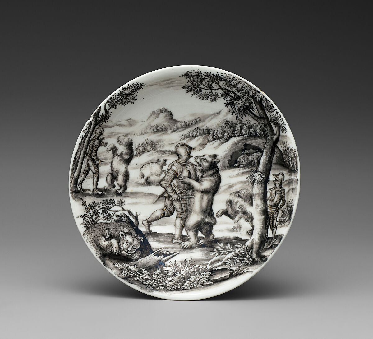 Teabowl and saucer, Decoration in the style of Vienna, Hard-paste porcelain, Austrian, Vienna