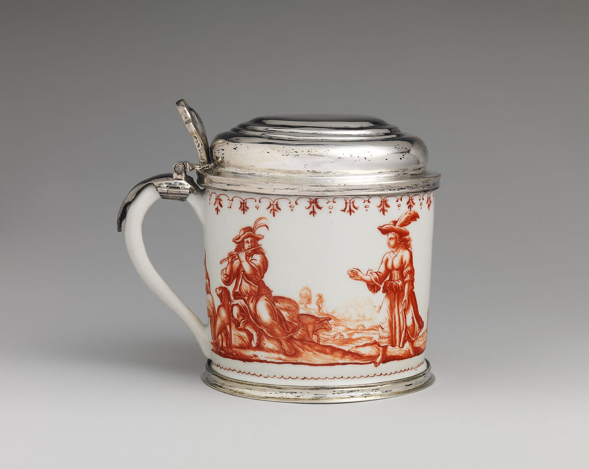 Tankard, Vienna, Hard-paste porcelain, silver, Austrian, Vienna 