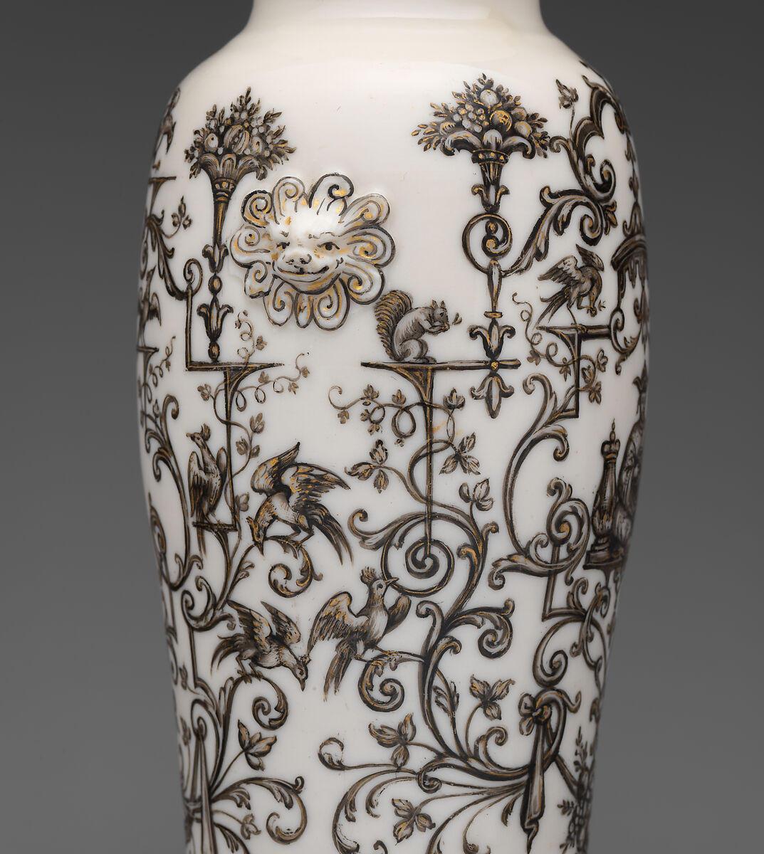 Pair of vases, Decorated by the Hausmaler Ignaz Preissler (Bohemian, Bedřichovka ca.1676–1741 Kunstàt), Hard-paste porcelain (Dehua, so-called blanc de chine), Chinese and European