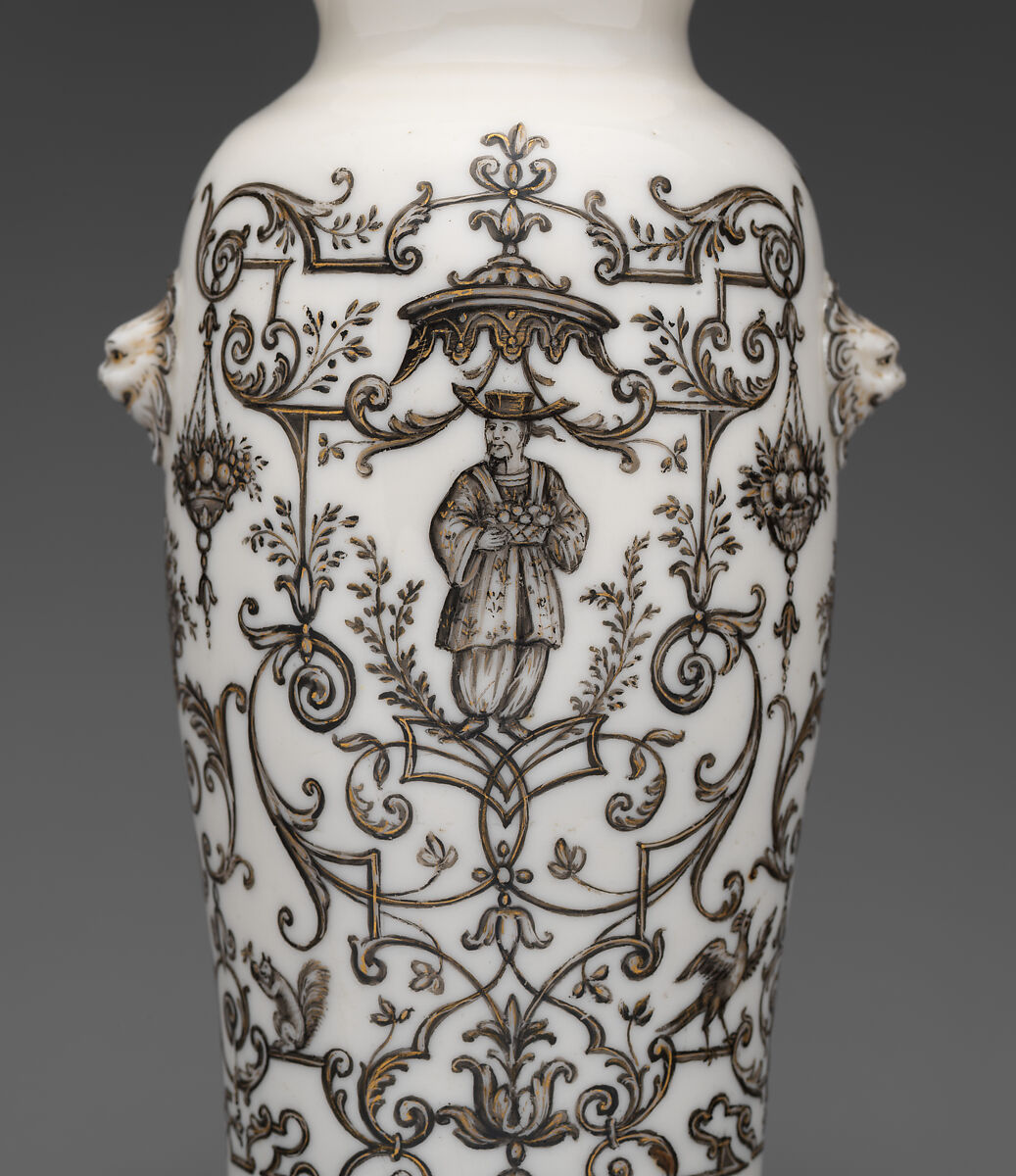 Pair of vases, Decorated by the Hausmaler Ignaz Preissler (Bohemian, Bedřichovka ca.1676–1741 Kunstàt), Hard-paste porcelain (Dehua, so-called blanc de chine), Chinese and European