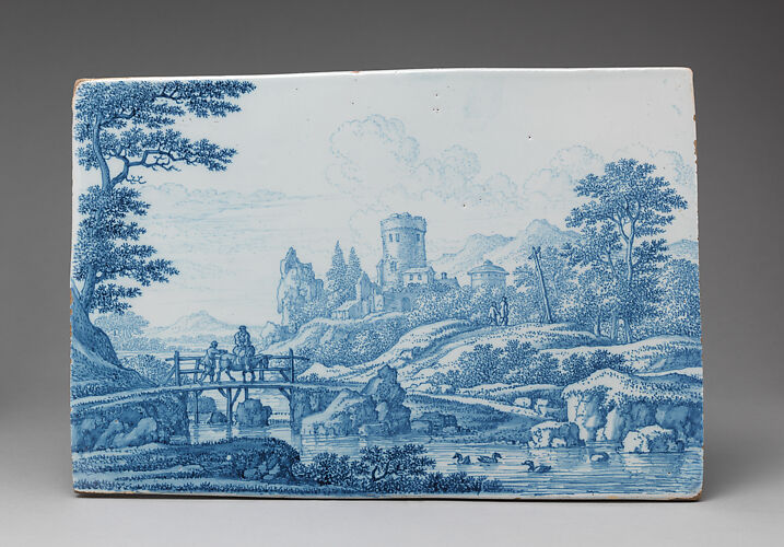 Plaque with an Italinate landscape