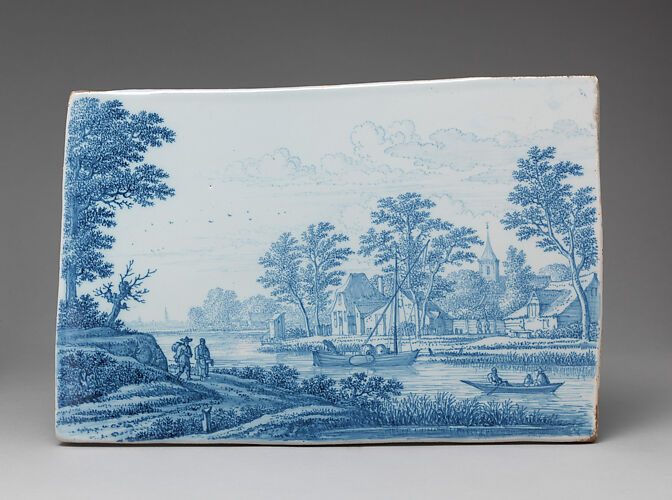 Plaque with a Dutch landscape, possibly a view of Kethel