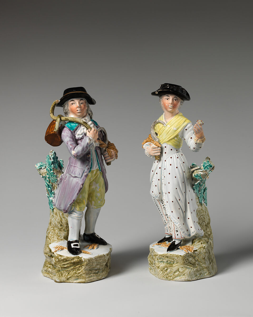 Harvester and woman companion, Lead-glazed earthenware, British, Leeds
