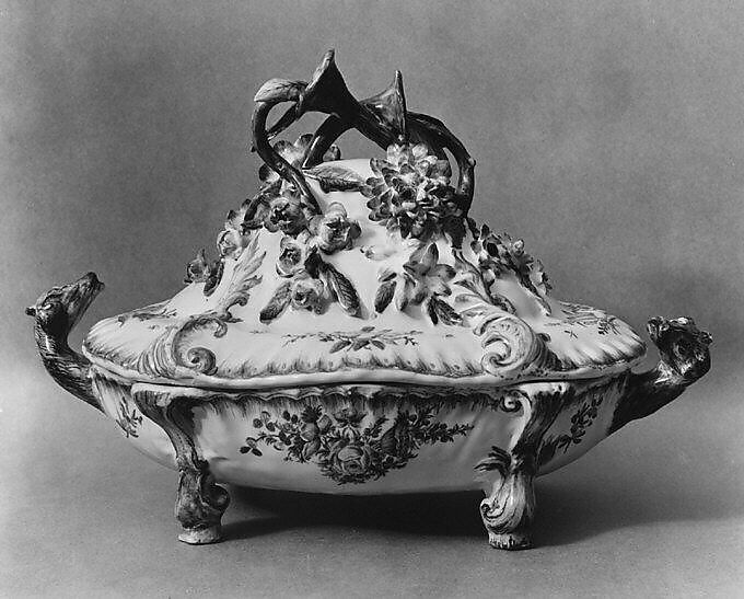 Pair of tureens with covers, Fauchier Manufactory (period of Joseph II, 1751–89), Faience (tin-glazed earthenware), French, Marseilles 