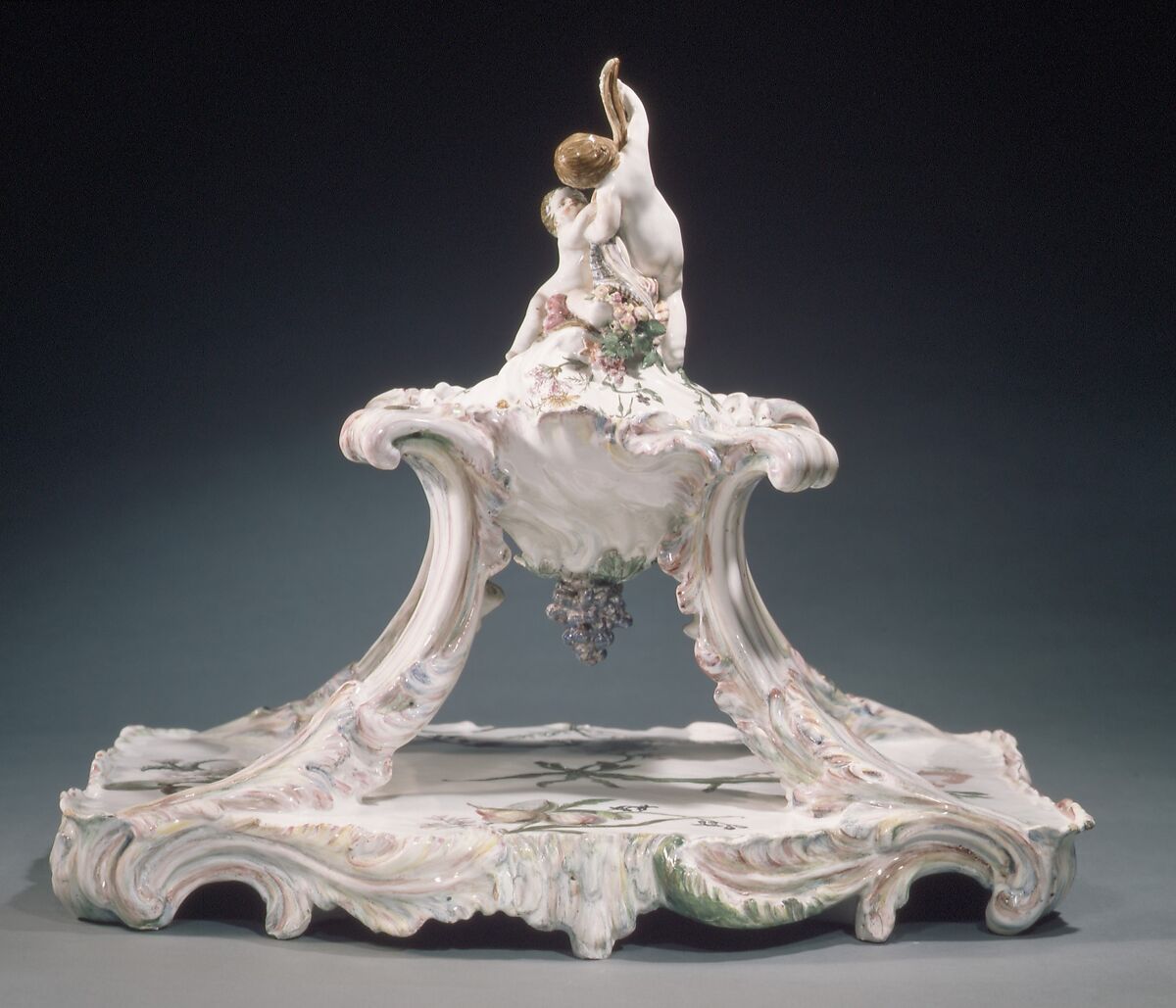 Centerpiece, Faience (tin-glazed earthenware), French, Marseilles 