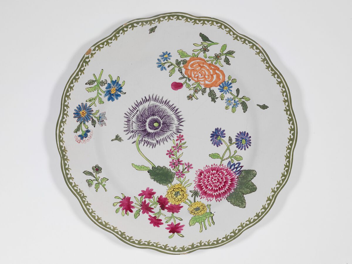 Plate, Veuve Perrin Factory, Faience (tin-glazed earthenware), French, Marseilles 