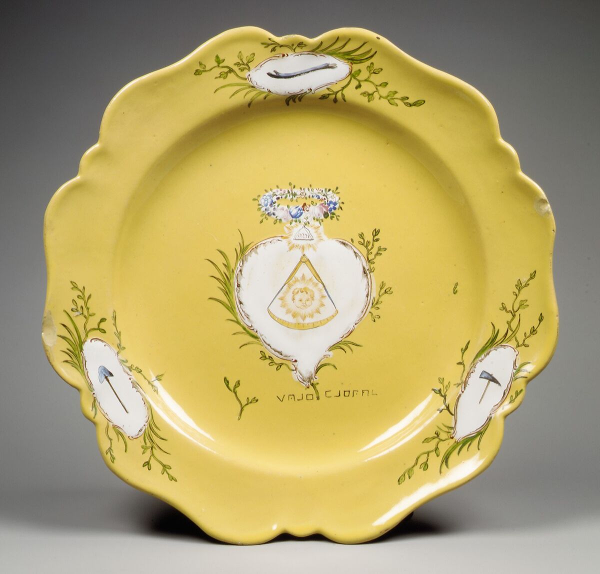 Plate, Veuve Perrin Factory, Faience (tin-glazed earthenware), French, Marseilles 