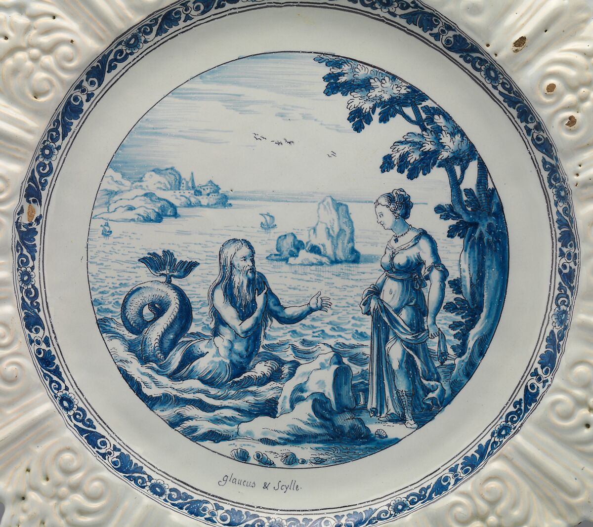 Dish, Saint-Jean-du-Désert, Faience (tin-glazed earthenware), French, Marseilles