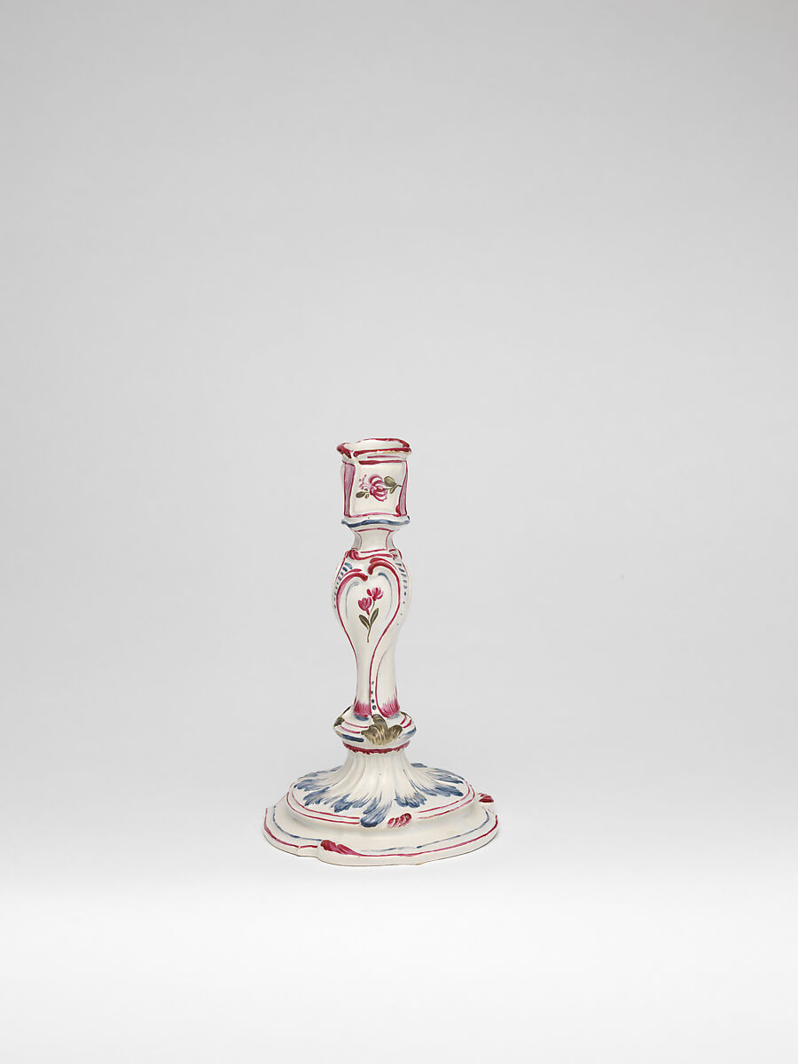 Candlestick, Faience (tin-glazed earthenware), French, Sceaux