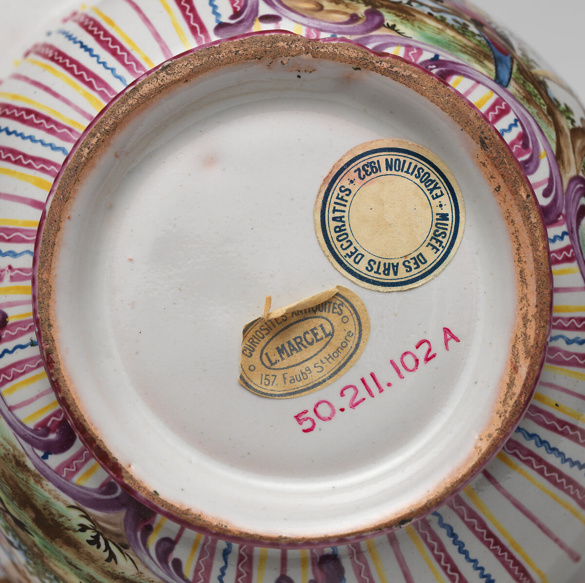 Bouillon bowl with cover, Faience (tin-glazed earthenware), French, Aprey