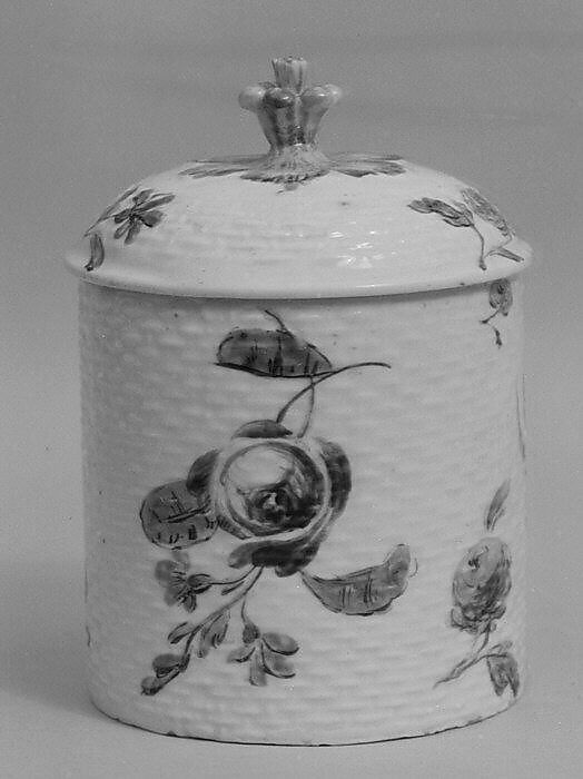 Toilet jar with cover, probably Mennecy, Soft-paste porcelain, probably French, Mennecy 