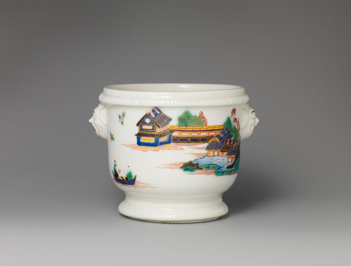 Glass cooler (seau à verre), Saint-Cloud factory (French, mid-1690s–1766), Soft-paste porcelain decorated in polychrome enamels, gold, French, Saint-Cloud