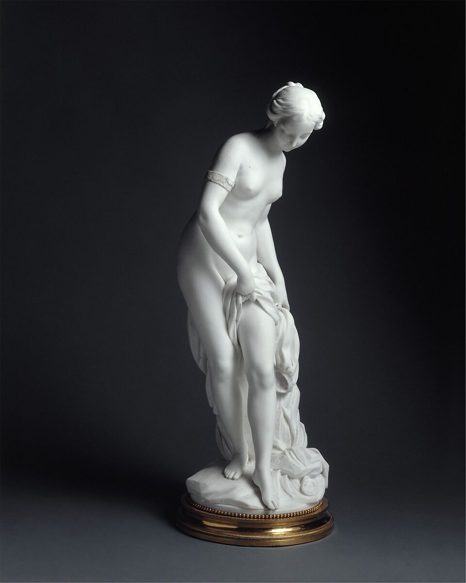 La Baigneuse, Sèvres Manufactory (French, 1740–present), Soft-paste biscuit porcelain, gilt bronze, French, Sèvres 