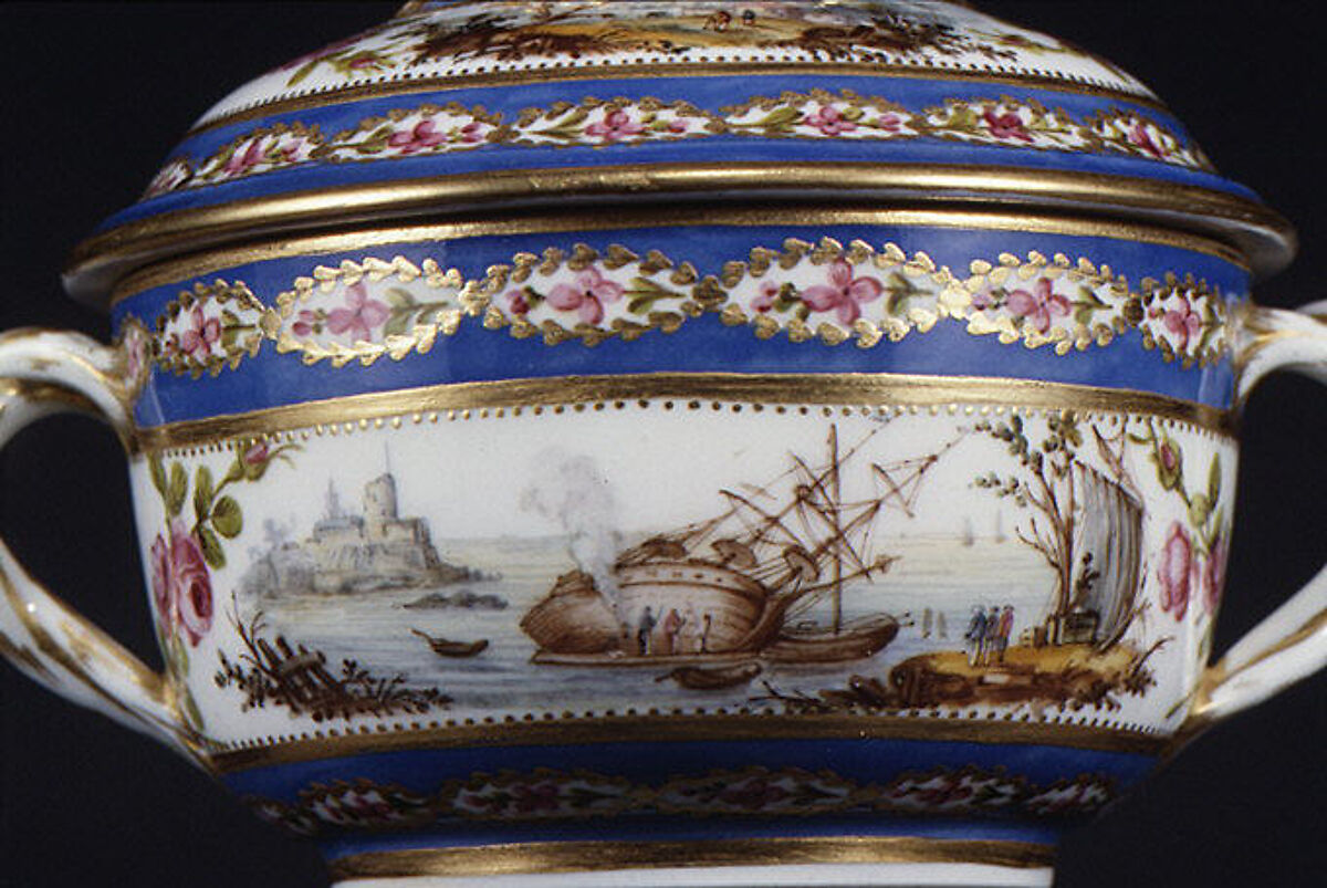 Bowl with cover (écuelle) and tray, Sèvres Manufactory (French, 1740–present), Soft-paste porcelain, French, Sèvres