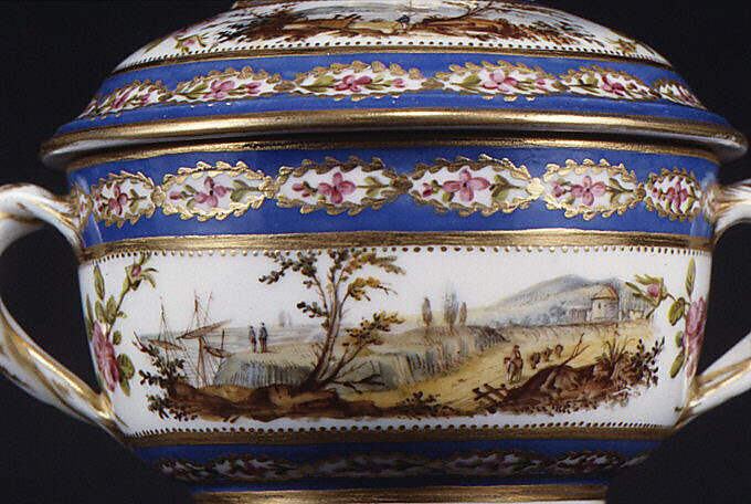 Bowl with cover (écuelle) and tray, Sèvres Manufactory (French, 1740–present), Soft-paste porcelain, French, Sèvres