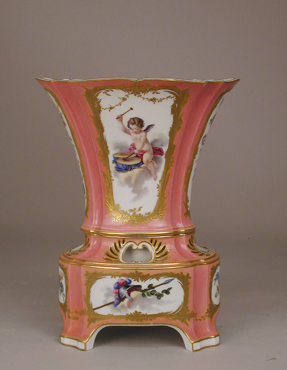 Vase (vase hollandois nouveau ovale) (one of a pair) (part of a set), Sèvres Manufactory (French, 1740–present), Soft-paste porcelain, French, Sèvres