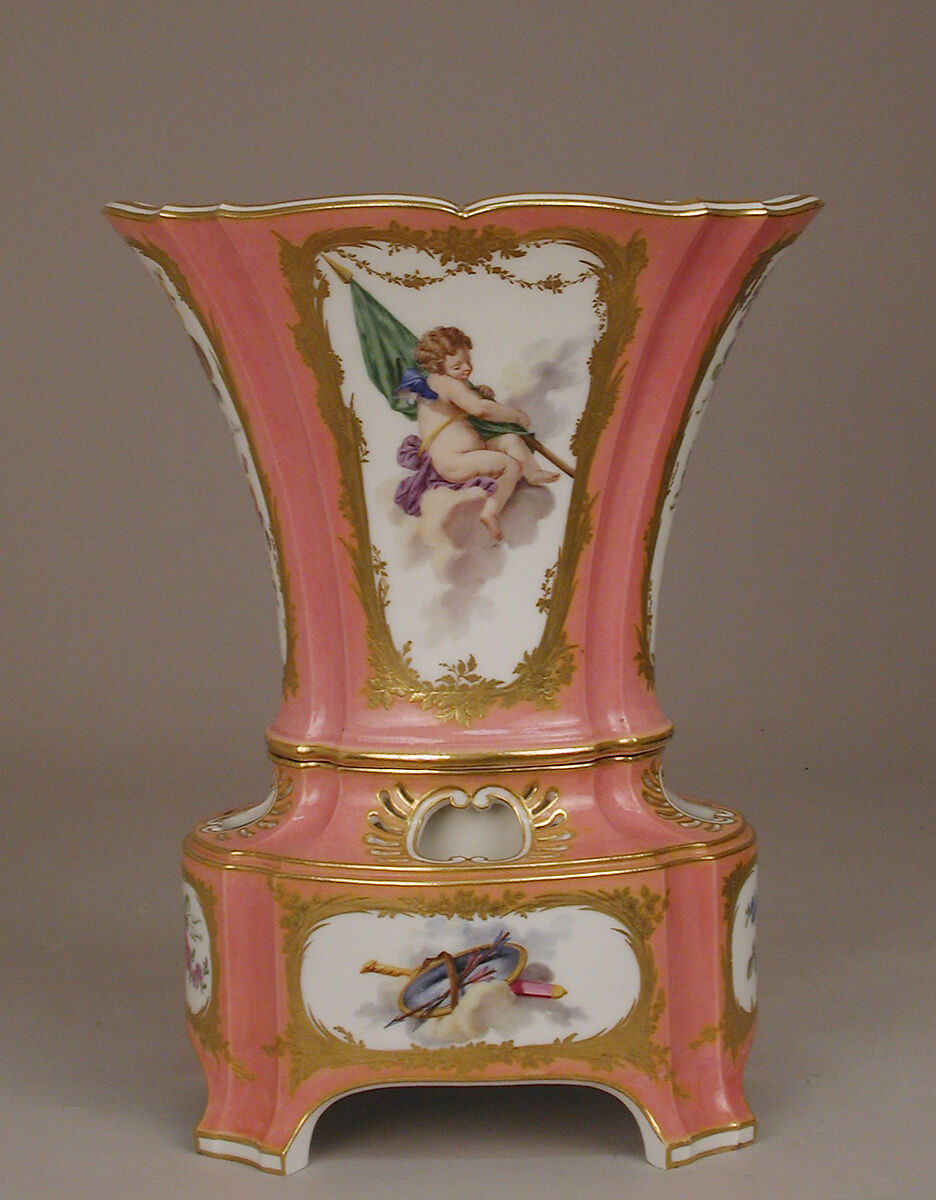 Vase (vase hollandois nouveau ovale) (one of a pair) (part of a set), Sèvres Manufactory (French, 1740–present), Soft-paste porcelain, French, Sèvres 