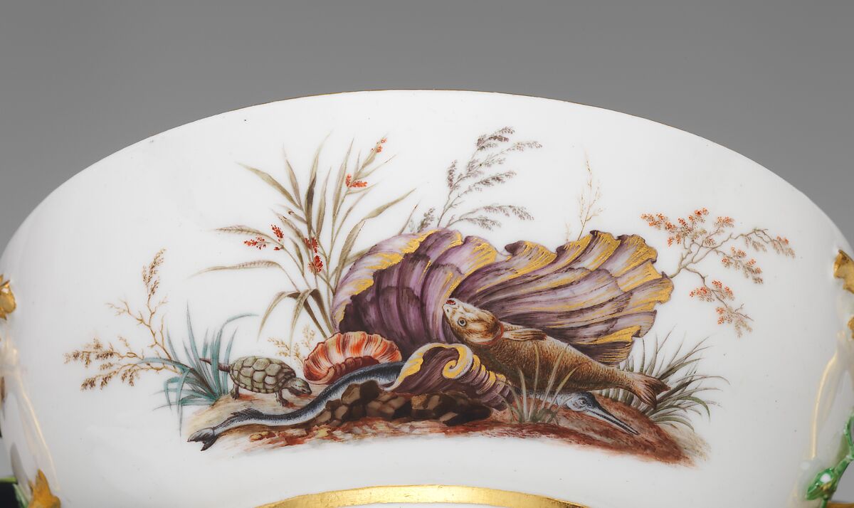 Broth bowl with cover and stand (écuelle ronde et plateau rond), Vincennes Manufactory (French, ca. 1740–1756), Soft-paste porcelain decorated in polychrome enamels, gold, French, Vincennes