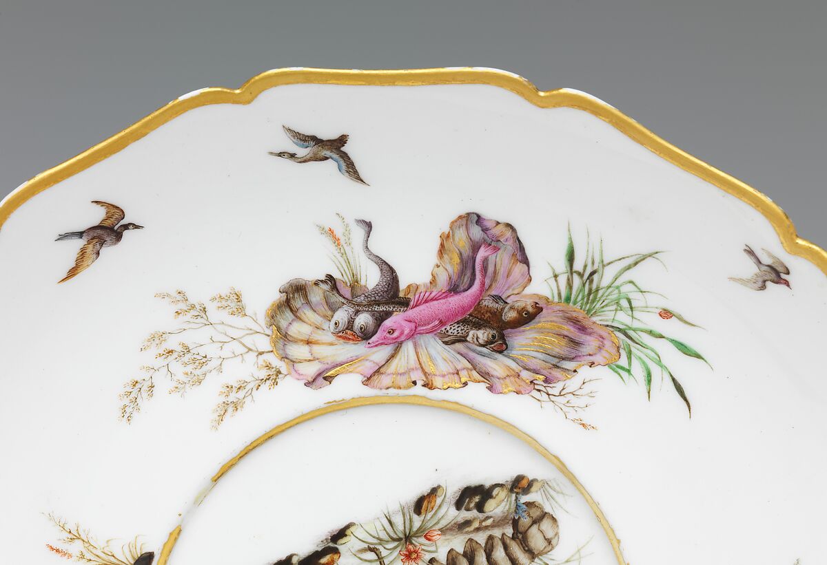 Broth bowl with cover and stand (écuelle ronde et plateau rond), Vincennes Manufactory (French, ca. 1740–1756), Soft-paste porcelain decorated in polychrome enamels, gold, French, Vincennes