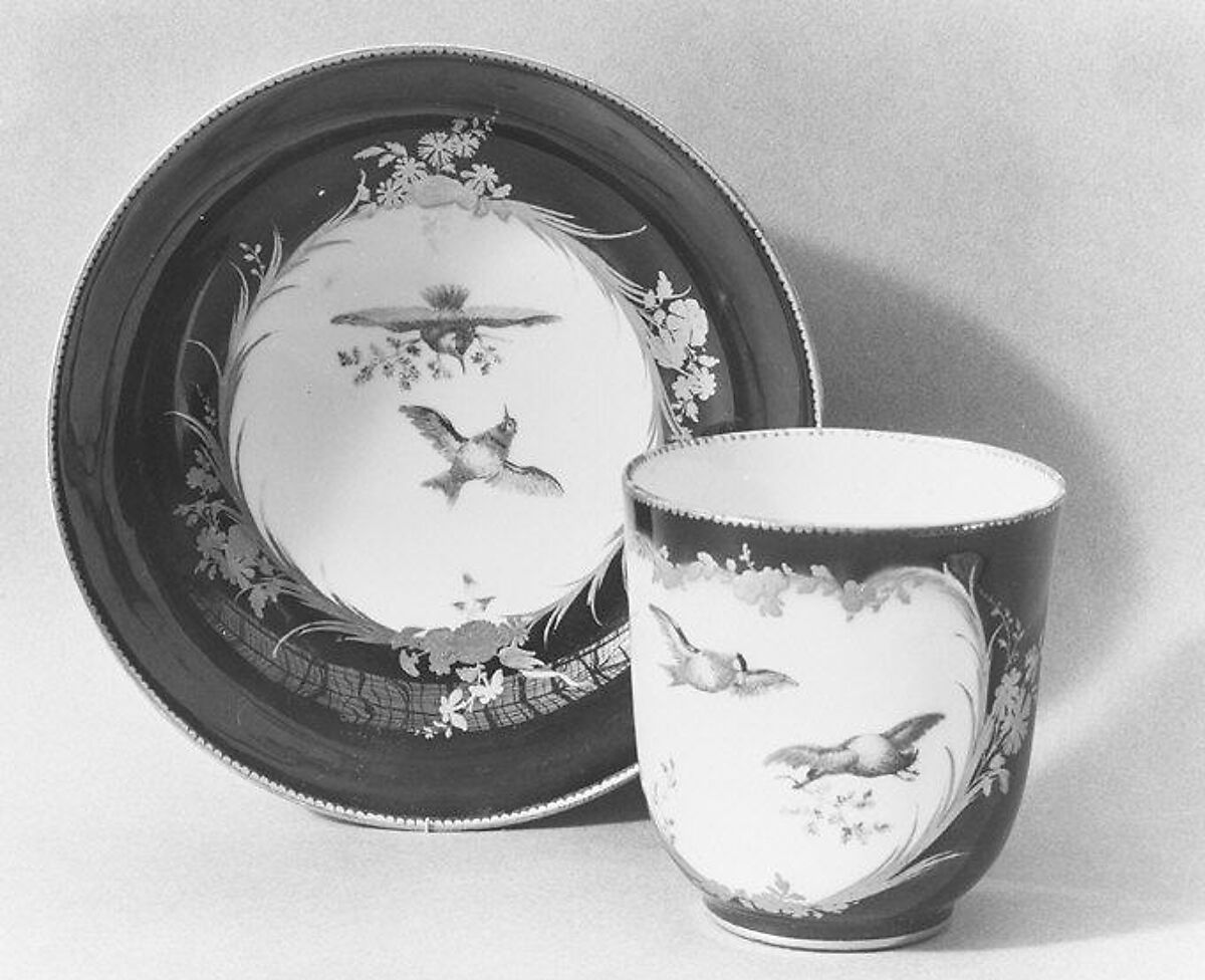 Cup (gobelet Calabre) and saucer, Vincennes Manufactory (French, ca. 1740–1756), Soft-paste porcelain, French, Vincennes 
