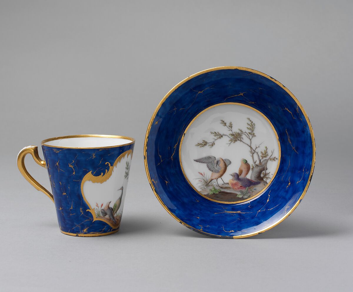 Cup and saucer (gobelet à lait et soucoupe), Vincennes Manufactory (French, ca. 1740–1756), Soft-paste porcelain, French, Vincennes 