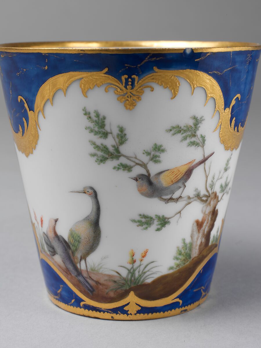 Cup and saucer (gobelet à lait et soucoupe), Vincennes Manufactory (French, ca. 1740–1756), Soft-paste porcelain, French, Vincennes