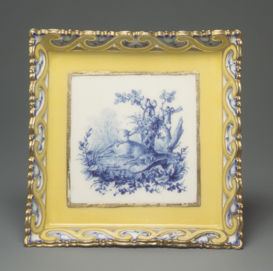 Tray (plateau carré), Vincennes Manufactory (French, ca. 1740–1756), Soft-paste porcelain, French, Vincennes 