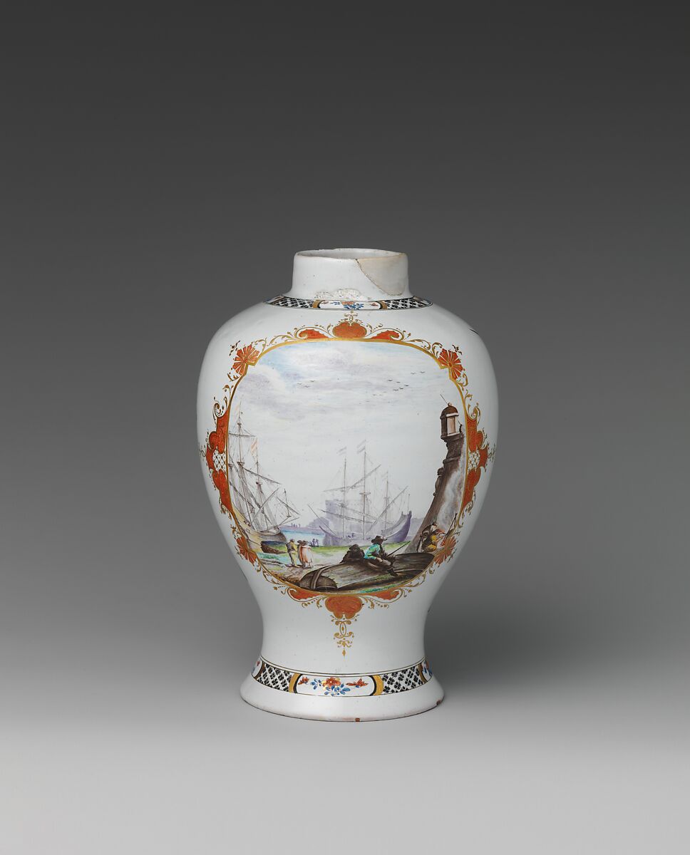 Vase, Adam Friedrich von Löwenfinck (German, 1714–1754), Tin-glazed earthenware, German, Fulda 