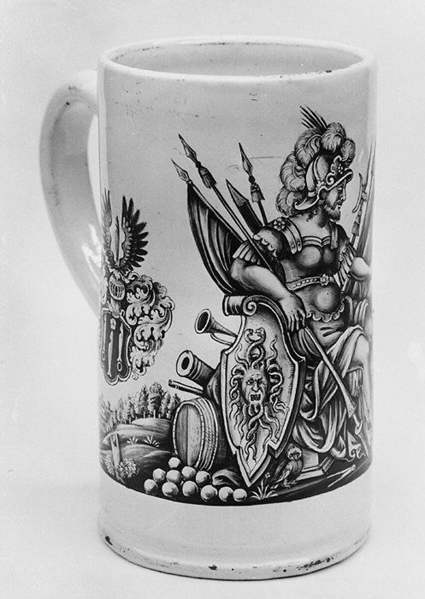 Mug, Johann Ludwig Faber (active 1678–97), Tin-glazed earthenware, German, Hanau 