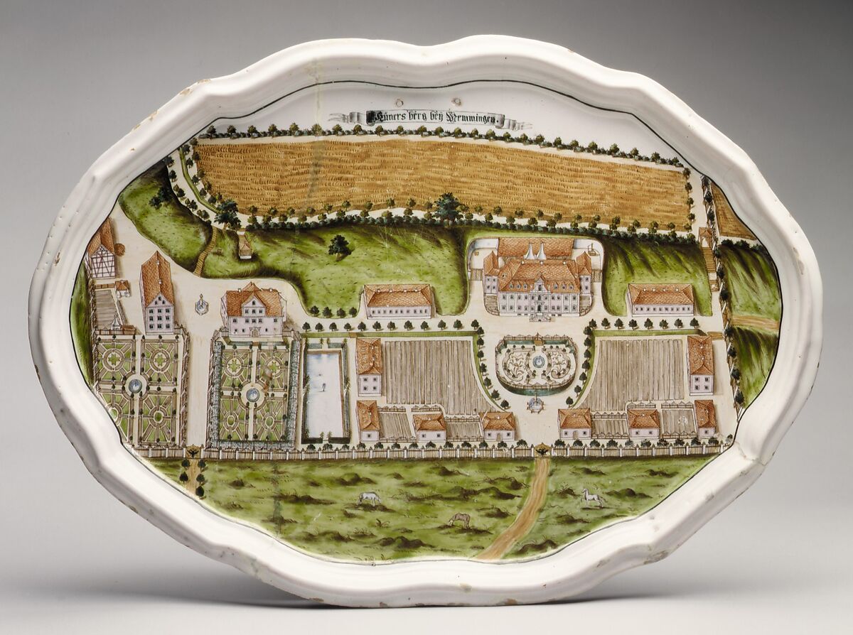 Plateau, Tin-glazed earthenware, German, Künersberg 