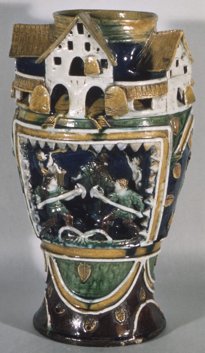 Jug, Workshop of Paul Preuning (German, active 1540–1550), Lead-glazed earthenware, German, Nuremberg