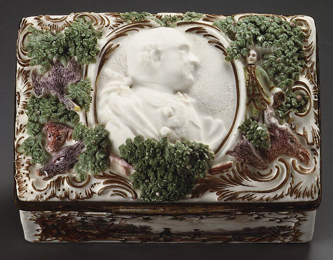 Snuffbox, Fürstenberg Porcelain Manufactory (German, founded 1747), Hard-paste porcelain, silver-gilt mounts, German, Fürstenberg