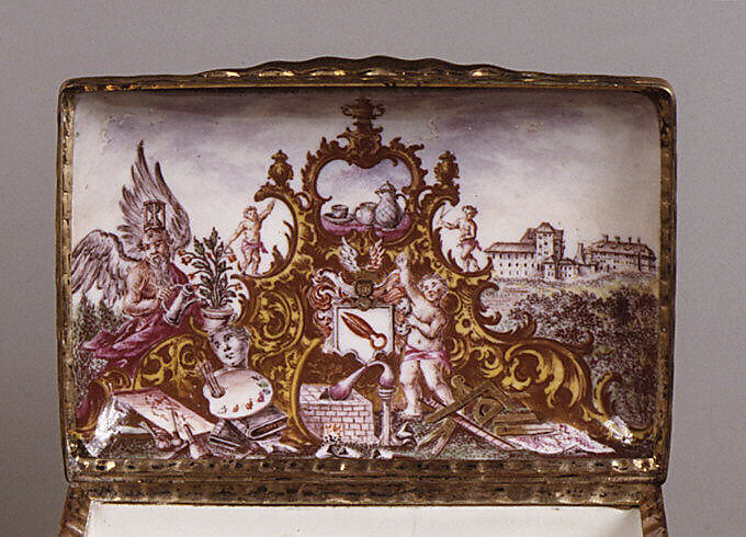 Snuffbox, Fürstenberg Porcelain Manufactory (German, founded 1747), Hard-paste porcelain, silver-gilt mounts, German, Fürstenberg