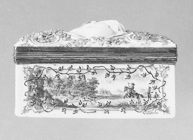 Snuffbox, Fürstenberg Porcelain Manufactory (German, founded 1747), Hard-paste porcelain, silver-gilt mounts, German, Fürstenberg