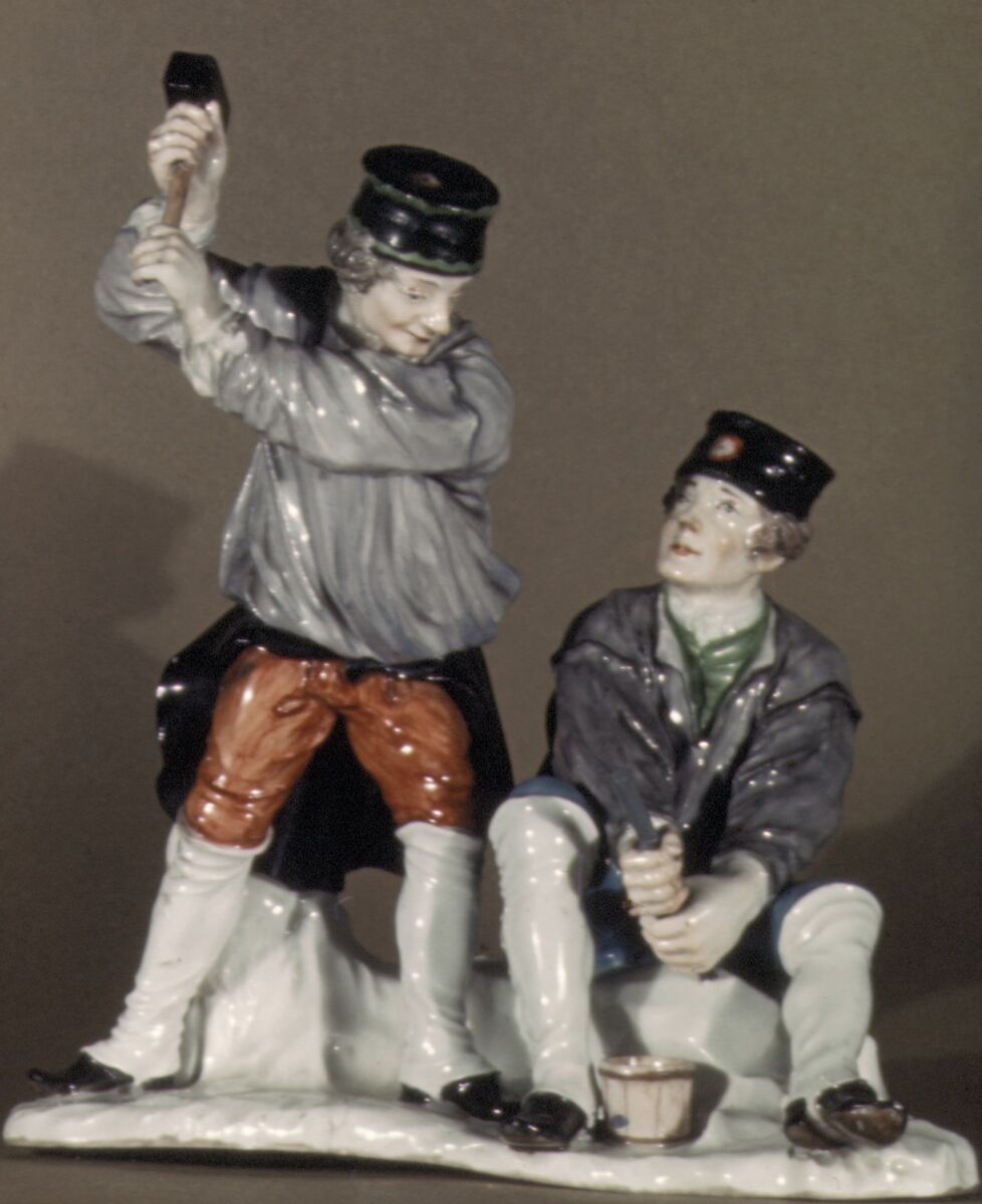 Two miners, Fürstenberg Porcelain Manufactory (German, founded 1747), Hard-paste porcelain, German, Fürstenberg 