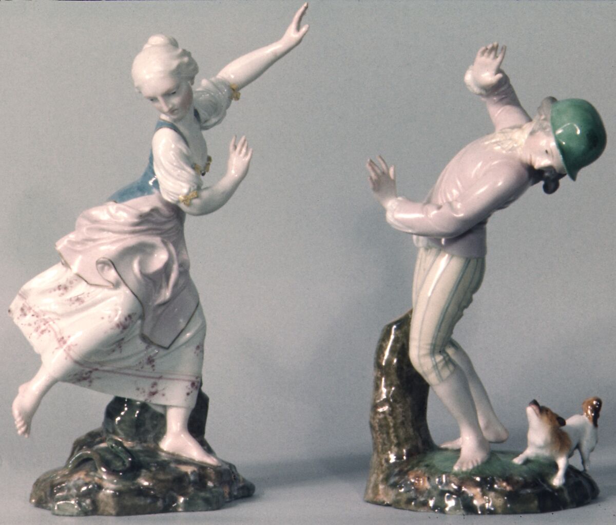 Boy frightened by a dog (one of a pair), Höchst Manufactory (German, 1746–1796), Hard-paste porcelain, German, Höchst 