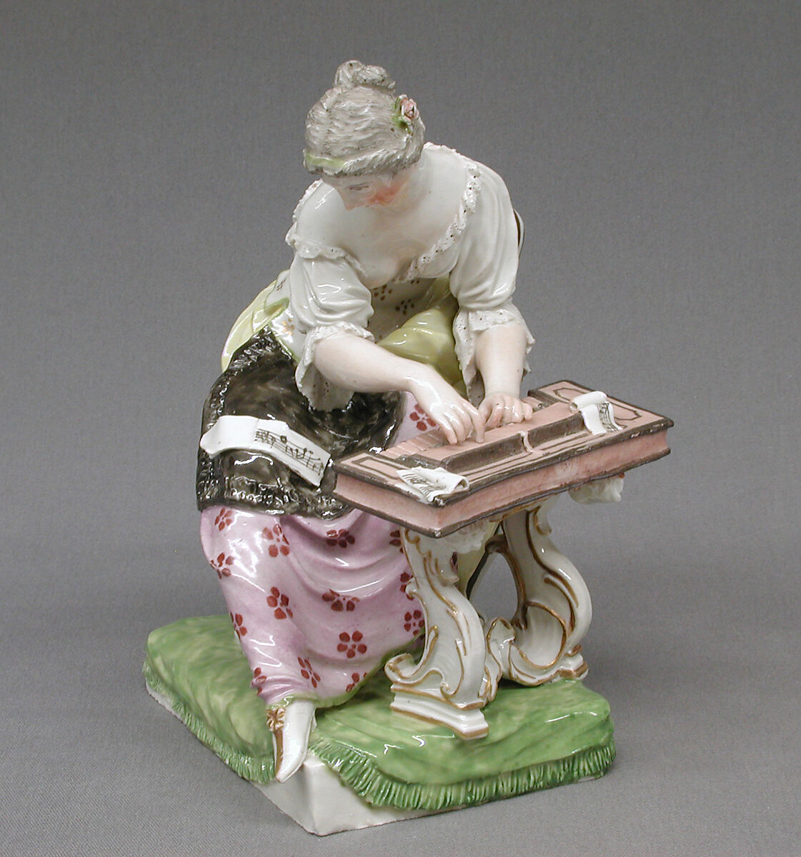 Lady seated at spinet, Ludwigsburg Porcelain Manufactory (German, 1758–1824), Hard-paste porcelain, German, Ludwigsburg 