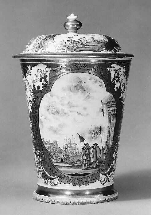 Beaker with cover, Meissen Manufactory (German, 1710–present), Hard-paste porcelain, German, Meissen