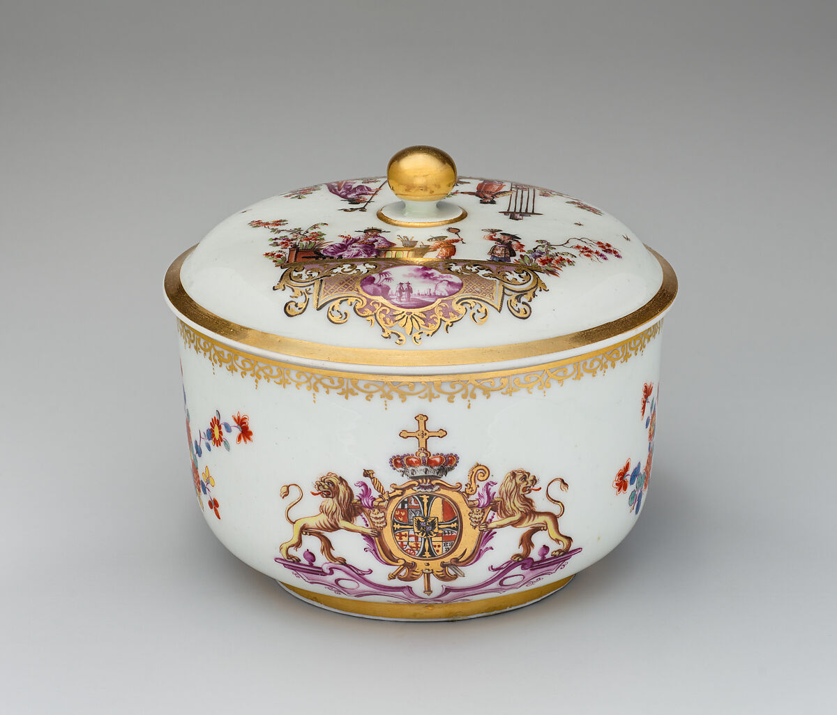 Sugar bowl with cover, Meissen Manufactory (German, 1710–present), Hard-paste porcelain, German, Meissen